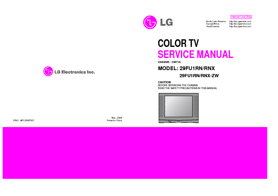 LG 29FU1RN[RNX] CHASSIS CW71A service manual (1st page)